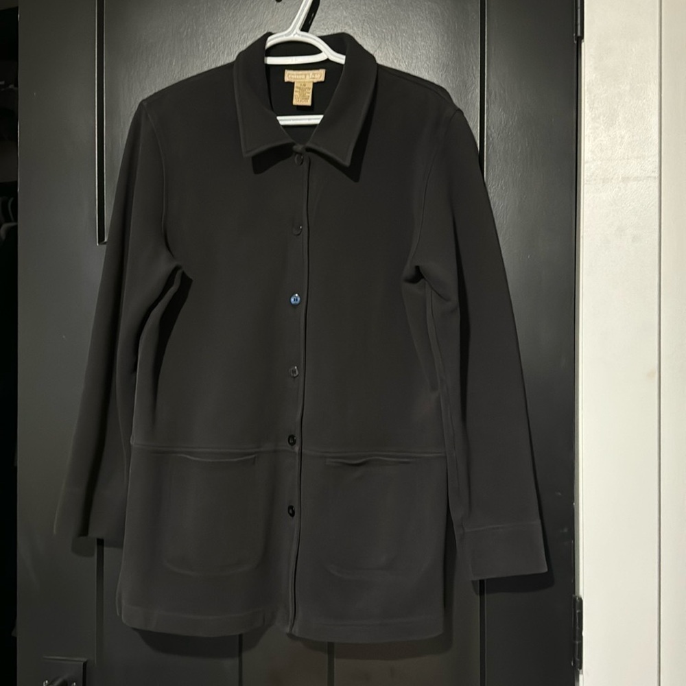Cotton Ginny Vintage Black Cotton Button Down Shacket